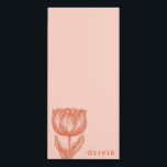 Minimalist Flower Drawing Pink Orange Monogram Magnetic Notepad<br><div class="desc">A beautiful botanical floral line art illustration of a simple Dutch tulip in pink and orange,  personalised with name or wording of your choosing.</div>