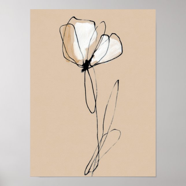 Minimalist Flower Line Art | Neutral Abstract  Poster (Front)