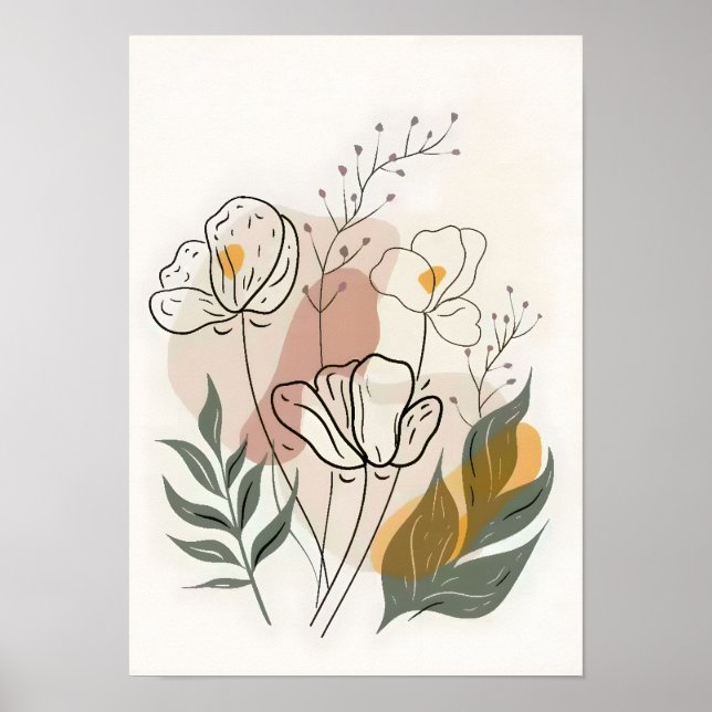 Minimalist Flower Line Art Poster (Front)