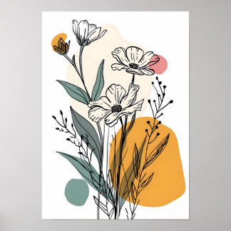 Minimalist Flower Line Art Poster