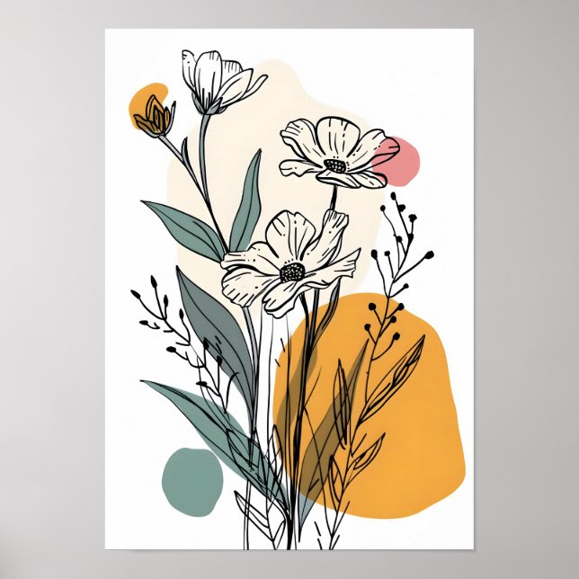 Minimalist Flower Line Art Poster (Front)