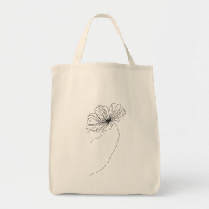 Minimalist Flower Line Drawing black and white  Tote Bag