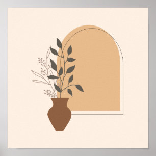 Minimalist Flower Vase & Arch with Boho Style Poster