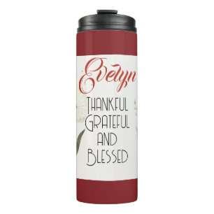 Minimalist Flowers Editable Slogan & Name  Thermal Tumbler