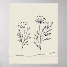 Minimalist Flowers Poppies Lineart 