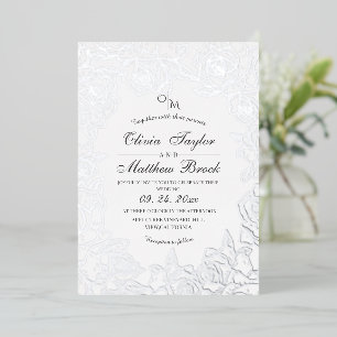  Minimalist Flowers Silver Foil and black Wedding