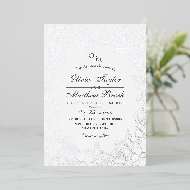  Minimalist Flowers Silver Foil and black Wedding (Standing Front)