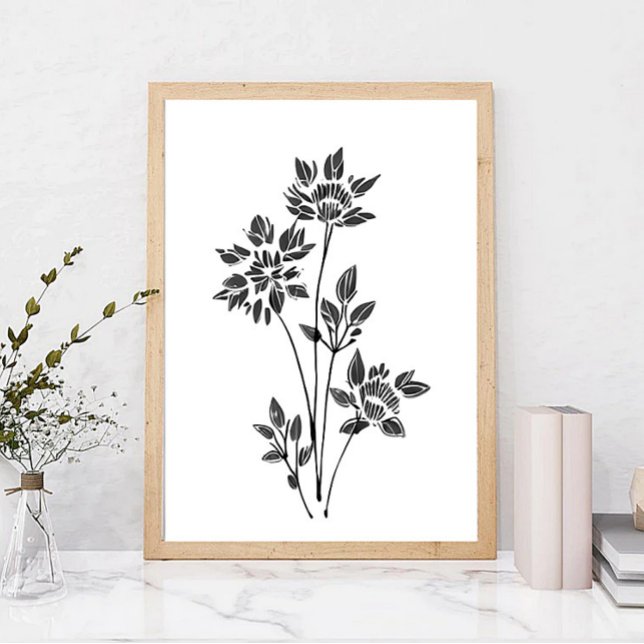 Minimalist flowers sketch art poster (Creator Uploaded)