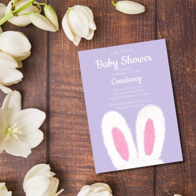 Minimalist fluffy bunny baby shower Invitation (Creator Uploaded)