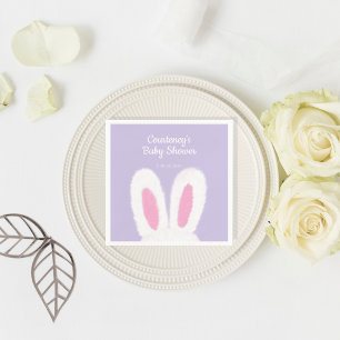 Minimalist fluffy bunny baby shower napkin