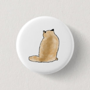 Minimalist Fluffy Tan Cat Personalised Pet Gift 3 Cm Round Badge