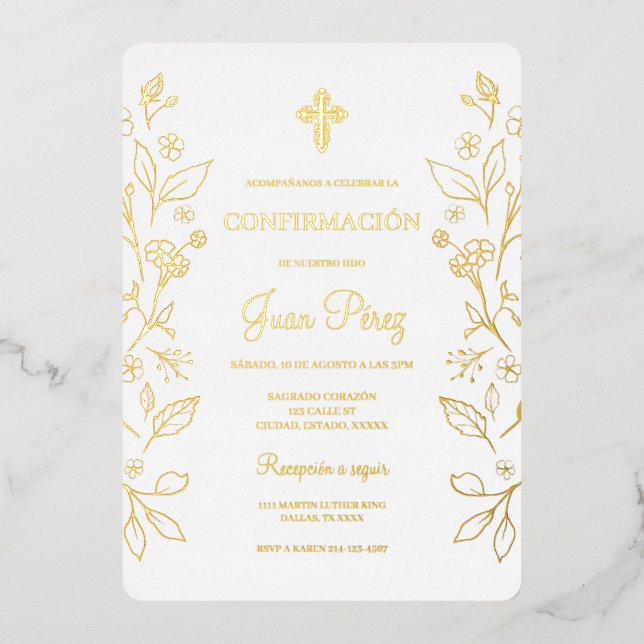 Minimalist foil gold Spanish confirmation (Front)