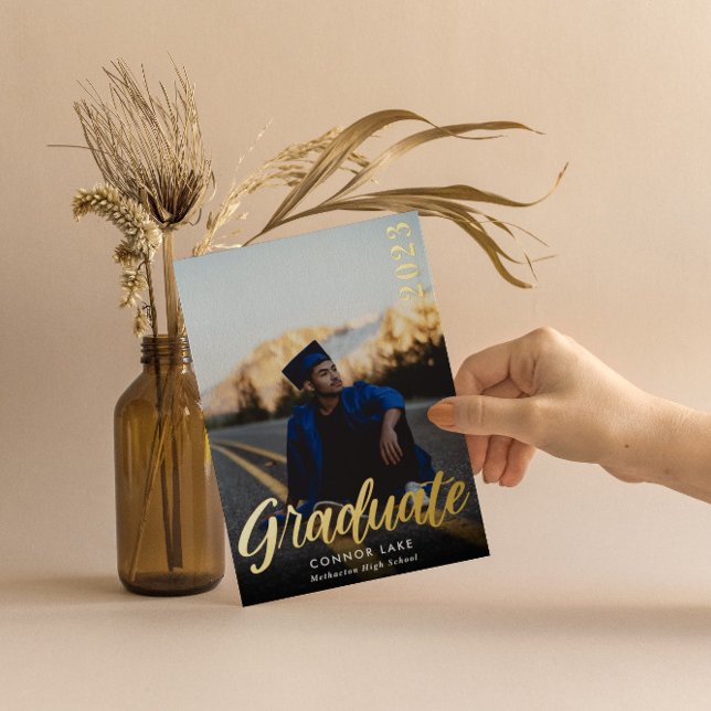 Minimalist Foil Photo Vertical Graduation Invites (Creator Uploaded)