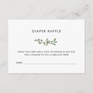 Minimalist Foliage Baby Shower Diaper Raffle Enclosure Card