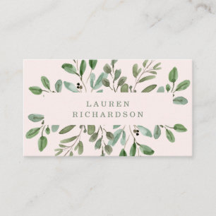 Minimalist Foliage Blush Pink Business Card