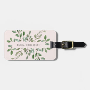 Minimalist Foliage Blush Pink Luggage Tag