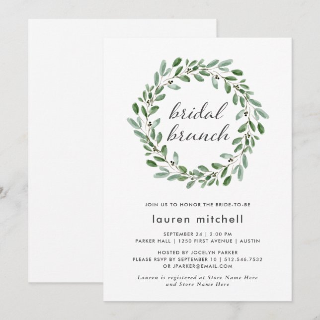 Minimalist Foliage | Bridal Brunch Invitation (Front/Back)