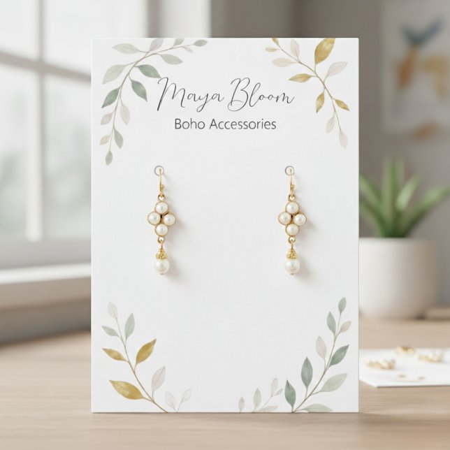 Minimalist Foliage Custom Earring Display Card (Earrings With Foliage)