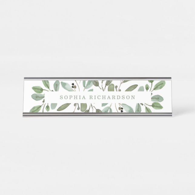 Minimalist Foliage Desk Name Plate (Front)