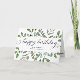 Minimalist Foliage Happy Birthday Card
