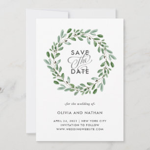 Minimalist Foliage   Photo Back Wedding Save The Date