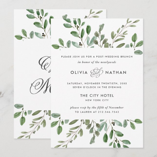 Minimalist Foliage | Post Wedding Brunch Invitation (Front/Back)