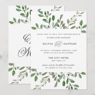 Minimalist Foliage   Post Wedding Brunch Invitation