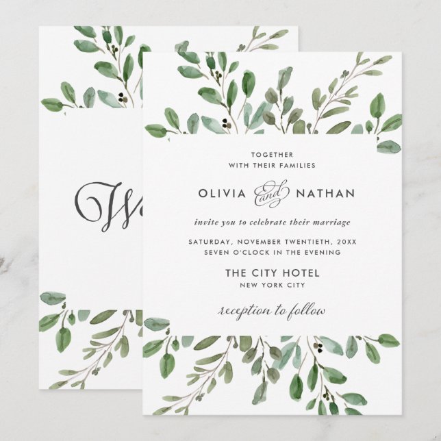 Minimalist Foliage | Wedding Invitation (Front/Back)