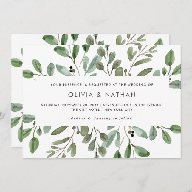 Minimalist Foliage | Wedding Invitation (Front/Back)