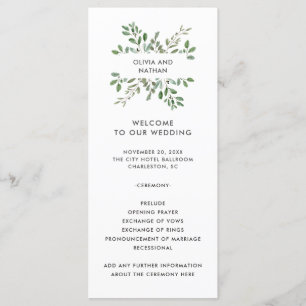 Minimalist Foliage   Wedding Programme