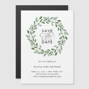 Minimalist Foliage   Wedding Save the Date Magnetic Invitation