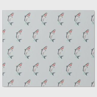 Minimalist Folk Art Salmon Fishing Wrapping Paper