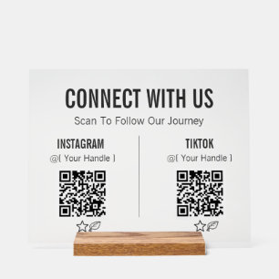 Minimalist Follow Us Social Media QR Code Acrylic Sign