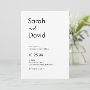 Minimalist Fonts Couple black and white wedding Invitation