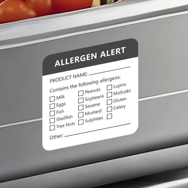 Minimalist Food Safety Allergen Info Warning Square Sticker | Zazzle