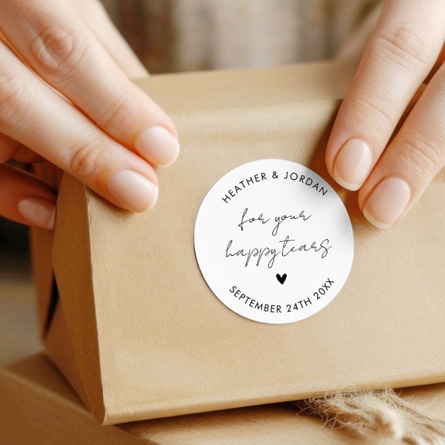 Minimalist For Your Happy Tears Wedding Tissues Classic Round Sticker (Creator Uploaded)