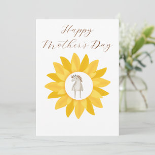 Minimalist Foral Yellow Sunflower Mother's Day Holiday Card