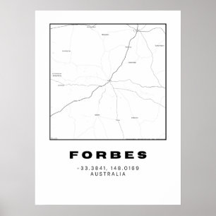 Minimalist Forbes Map with Coordinates Poster