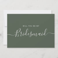Minimalist Forest Green Bridesmaid Proposal