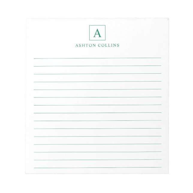 Minimalist Forest Green Notepad (Front)
