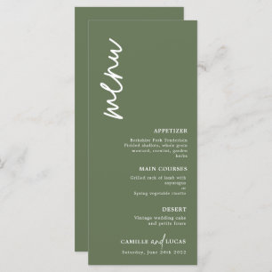 Minimalist Forest Green Wedding  Menu