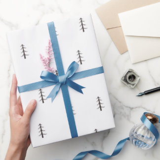 Minimalist Forest on White Wrapping Paper