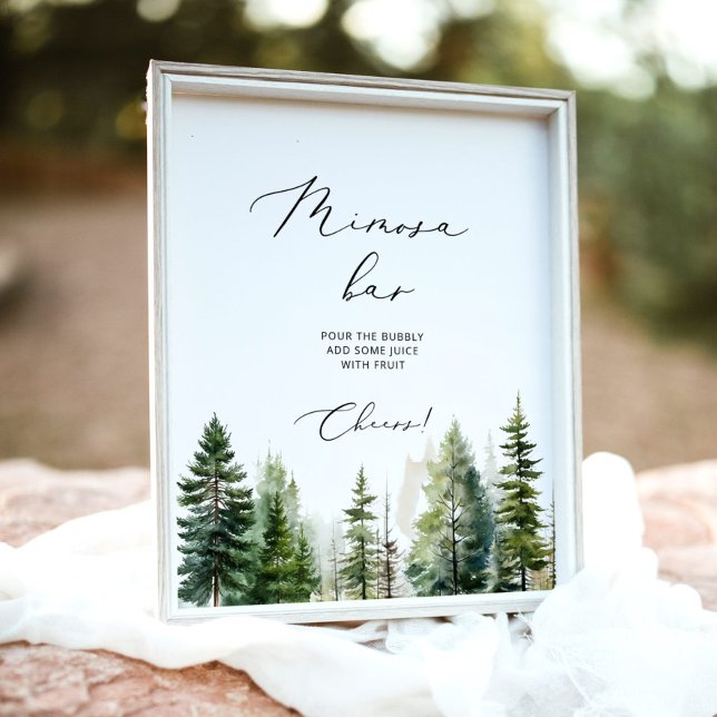 Minimalist forest pine trees mimosa bar sign (Creator Uploaded)