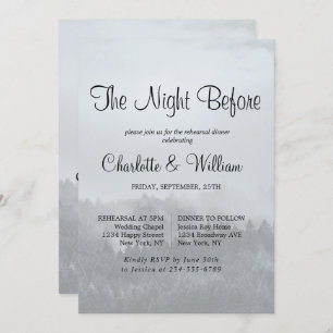 Minimalist Forest Rustic Woodland Rehearsal Dinner Invitation
