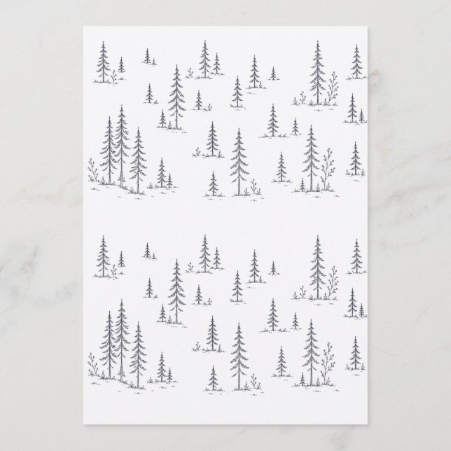 Minimalist Forest Tree Wedding Invitation Template (Back)