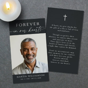 Minimalist Forever Hearts Photo Cross Prayer Card
