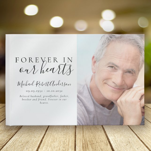 Minimalist Forever in Our Hearts Photo Funeral  Gu Guest Book (Creator Uploaded)
