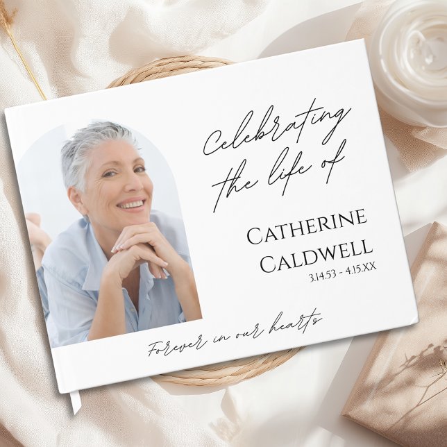 Minimalist Forever in Our Hearts Photo Funeral Guest Book (Minimalist Forever in Our Hearts Photo Funeral Guest Book)