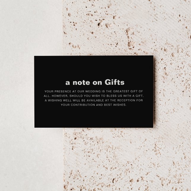 Minimalist Formal Black Wedding Wishing Well  Enclosure Card (Creator Uploaded)