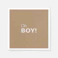 Minimalist Formal Brown Oh Boy Baby Shower